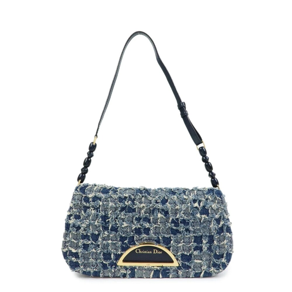 Christian Dior Maris Pearl Denim Patent Leather Shoulder Handbag - Maris Pearl D